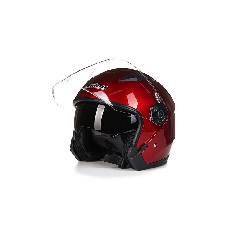 Motorcycle Dual Lens Open Face Capacete Motorcycle Vintage Style Helmets  red_L