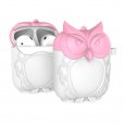 Owl Shape Airpods Case Cover - Pink and White