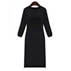 YesFashion Autumn Solid Slim Crew Neck Long Sleeve Knitting Sweater Dress