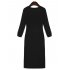 YesFashion Autumn Solid Slim Crew Neck Long Sleeve Knitting Sweater Dress