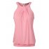 Yesfashion Women s Casual Halter Neck Sleeveless Solid Front Pleated Backless Sexy Top