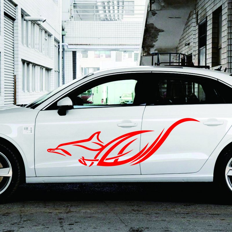 2pcs Car Stickers Dolphins Totem Auto Body Vinyl Long Decals Waterproof Striped Stickers Auto DIY Style Car Stickers 