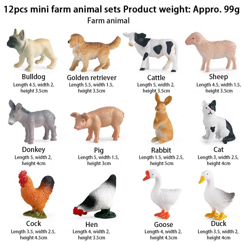 12pcs Simulation Mini Farm Animals Figures Realistic Poultry Model Ornaments Learning Educational Toys For Kids Gifts 12pcs