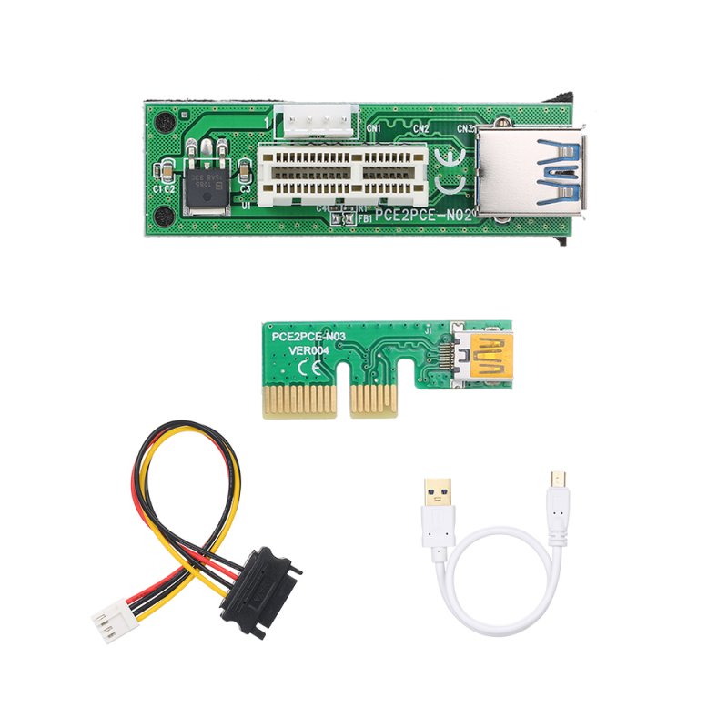 Mini USB Cable and SATA Cable PCI-E X1 Extension Cable PCIE 1X Expansion Riser Card 90°Right Angle