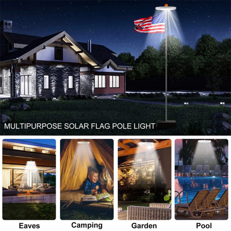 128led Solar Flagpole Light Built-in 2600mah Battery Energy Saving High Brightness Outdoor Flag Pole Lamp
