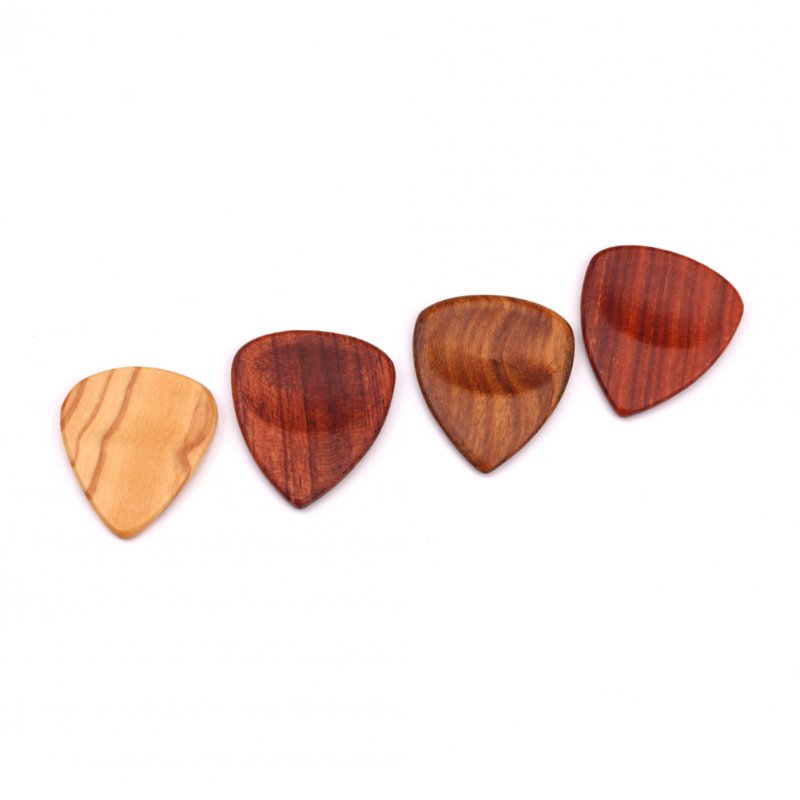 4Pcs/Set Wooden Plectrums Picks Guitar Bass Banjo Accessory with Storage Case  
