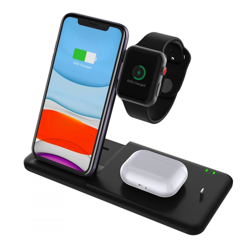 4-In-1 QI Fast Wireless Charger Dock For iPhone Apple Watch iWatch for Airpods Charger Holder Stand 