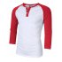 Yong Horse Men s Casual Slim Fit Baseball Raglan 3 4 Sleeve Henley Shirt White red S