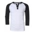 Yong Horse Men s Casual Slim Fit Baseball Raglan 3 4 Sleeve Henley Shirt White black S