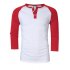 Yong Horse Men s Casual Slim Fit Baseball Raglan 3 4 Sleeve Henley Shirt White red S