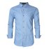 Yong Horse Men s Casual Slim Fit Button Down Long Sleeve Denim Shirt Light blue XL