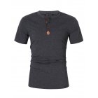 US Yong <span style='color:#F7840C'>Horse</span> Men's Casual Slim Fit Crewneck Short Sleeve Henley T-Shirts Grey_S