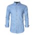 Yong Horse Men s Casual Slim Fit Button Down Long Sleeve Denim Shirt Blue M