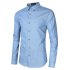 Yong Horse Men s Casual Slim Fit Button Down Long Sleeve Denim Shirt Blue M