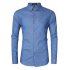 Yong Horse Men s Casual Slim Fit Button Down Long Sleeve Denim Shirt Blue M