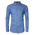 Yong Horse Men s Casual Slim Fit Button Down Long Sleeve Denim Shirt Blue XL