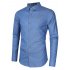 Yong Horse Men s Casual Slim Fit Button Down Long Sleeve Denim Shirt Blue XL