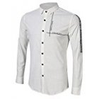 Yong Horse Men s Causal Fashion Print Long Sleeve Shirt White Size M