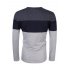 Yong Horse Men s Color Block Slim Fit Crew Neck Long Sleeve Basic Cotton T Shirt Dark gray   sapphire blue M