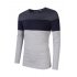 Yong Horse Men s Color Block Slim Fit Crew Neck Long Sleeve Basic Cotton T Shirt Dark gray   sapphire blue L