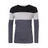 Yong Horse Men s Color Block Slim Fit Crew Neck Long Sleeve Basic Cotton T Shirt Dark gray   sapphire blue XL