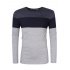 Yong Horse Men s Color Block Slim Fit Crew Neck Long Sleeve Basic Cotton T Shirt Dark gray   sapphire blue XL
