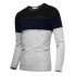Yong Horse Men s Color Block Slim Fit Crew Neck Long Sleeve Basic Cotton T Shirt Black   light gray M