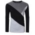 Yong Horse Men s Contrast Color Crewneck Long Sleeve Basic T Shirt Top Black   light gray XXL