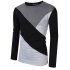 Yong Horse Men s Contrast Color Crewneck Long Sleeve Basic T Shirt Top Black   light gray XXL