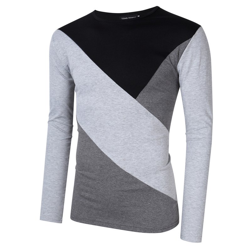 Men's Contrast T Shirt Black+Light Gray XXL