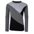 Yong Horse Men s Contrast Color Crewneck Long Sleeve Basic T Shirt Top Light gray   gray XXL