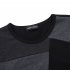 Yong Horse Men s Contrast Color Crew Neck Long Sleeve Basic T Shirt Top Black grey 2XL