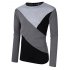 Yong Horse Men s Contrast Color Crewneck Long Sleeve Basic T Shirt Top Gray   black XL