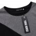 Yong Horse Men s Contrast Color Crewneck Long Sleeve Basic T Shirt Top Gray   black XL
