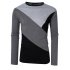 Yong Horse Men s Contrast Color Crewneck Long Sleeve Basic T Shirt Top Gray   black XL