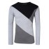 Yong Horse Men s Contrast Color Crewneck Long Sleeve Basic T Shirt Top Gray   black XL