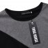 Yong Horse Men s Contrast Color Crewneck Long Sleeve Basic T Shirt Top Black   light gray XL