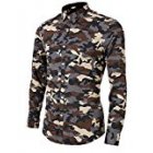Yong Horse Men s Fashion Print Long Sleeve Camouflage Shirt Green Size M