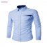Yong Horse Men s Folding Pocket Long Sleeve Shirt Improved Version  Light Blue Size M