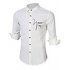 Yong Horse Men s Simple Embroidery Solid Color Long Sleeve Shirt White Size M