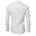 Yong Horse Men s Simple Embroidery Solid Color Long Sleeve Shirt White Size M