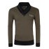 Yong Horse Men s Slim Fit Button V Neck Casual Long Sleeve T Shirts Fall Tops Military green   black L