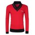Yong Horse Men s Slim Fit Button V Neck Casual Long Sleeve T Shirts Fall Tops Red   black XXL