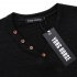Yong Horse Men s Textured Slim Fit Long Sleeve V Neck Casual Henley Shirt with 4 Button Decor Black XL
