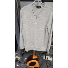 Yong Horse Men s Textured Slim Fit Long Sleeve V Neck Casual Henley Shirt with 4 Button Decor Light Grey M