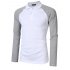 Yong Horse Men s Two Tone Color Blocked Modern Fit Long Sleeve Polo Shirt White with gray sleeves 2XL