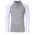 Yong Horse Men s Two Tone Color Blocked Modern Fit Long Sleeve Polo Shirt