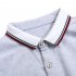 Young Horse Men Cotton Contrast Lapel Short Sleeve Slimming Polo Shirt Grey 5XL