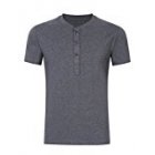 Young Horse Men Cotton Short Sleeve Slimming Classic Henley T shirt
