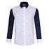 Young Horse Men s Skull Lapel Stitching Printing Shirt White and Navy Blue M